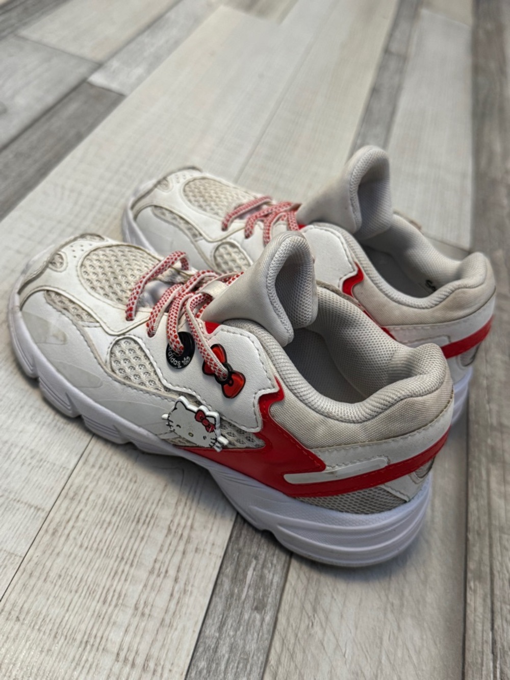 adidas Kids White and Red Hello Kitty Accent Sneakers